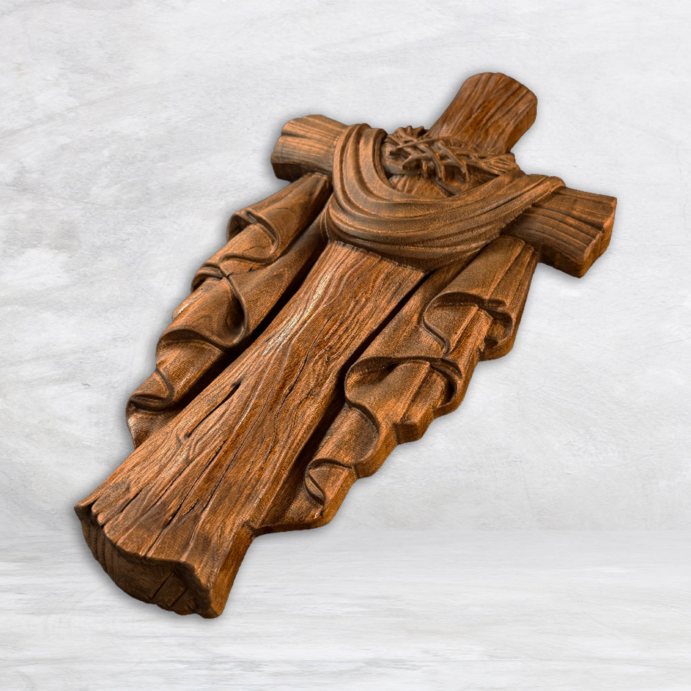 3D Wood Cross 1 - Thorns and Robe