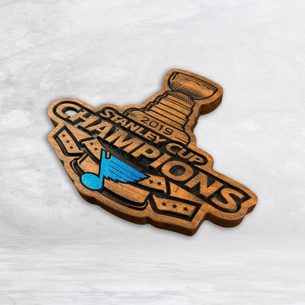 St. Louis Blues Stanley Cup Champions Carved Wood Sign