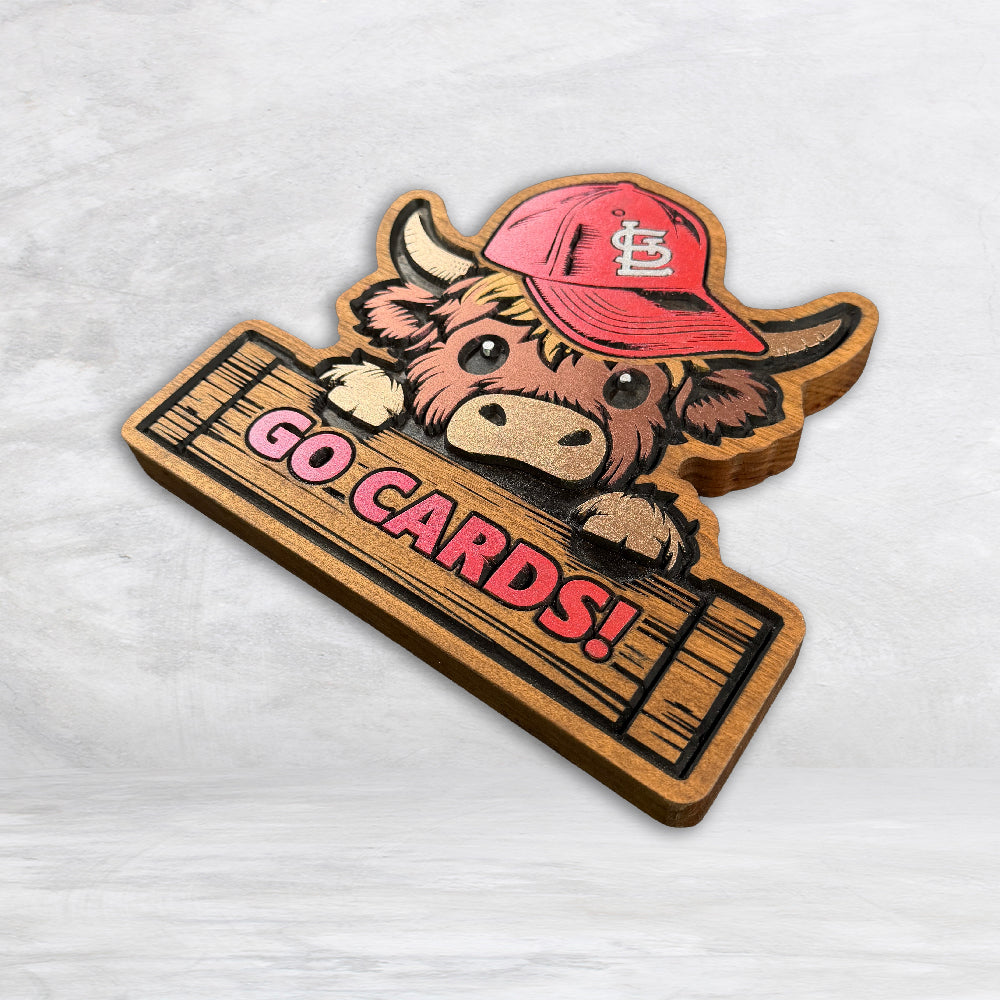 Cardinals Highland Cow - Go Cards Sign