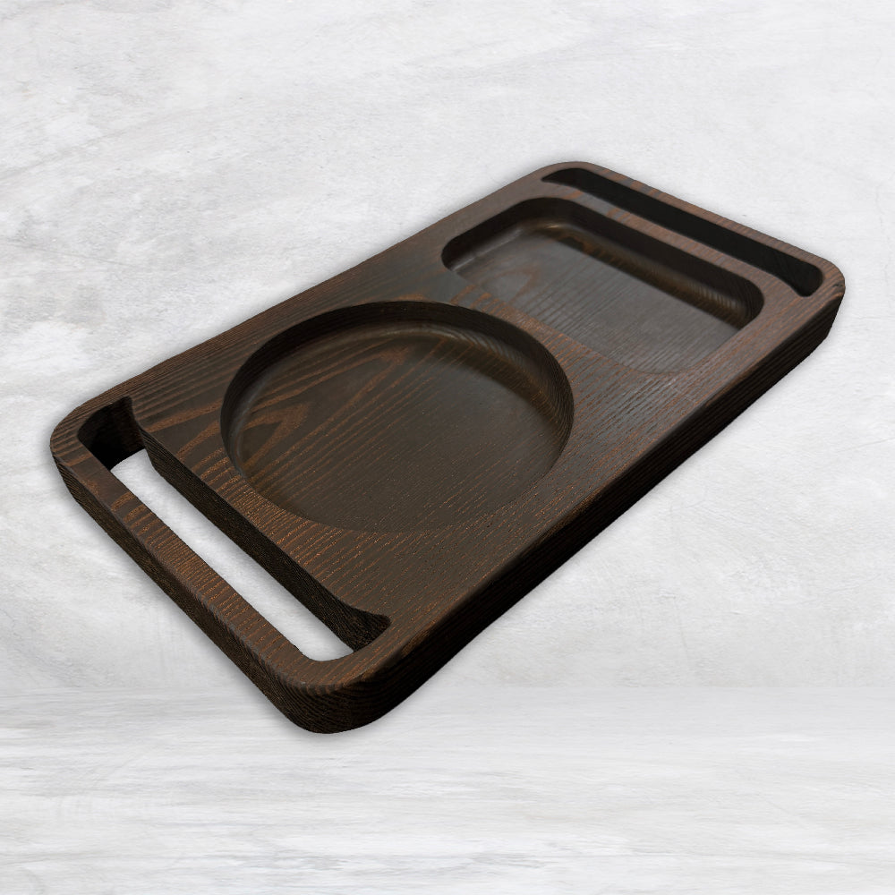 Burger and Fries Wood Serving Tray - Extra Thick - Roasted Ash