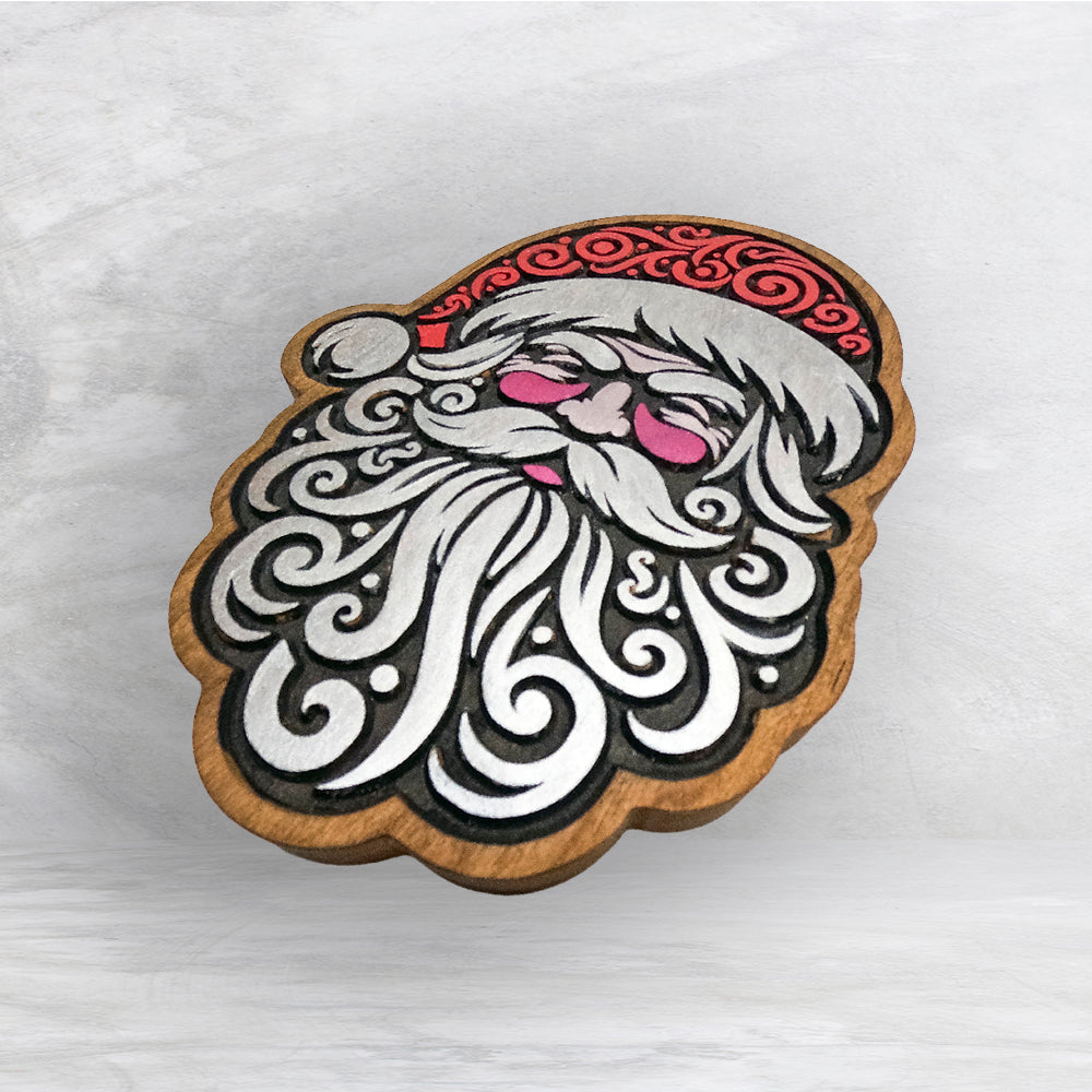 Tribal Santa Wood Decor - Painted
