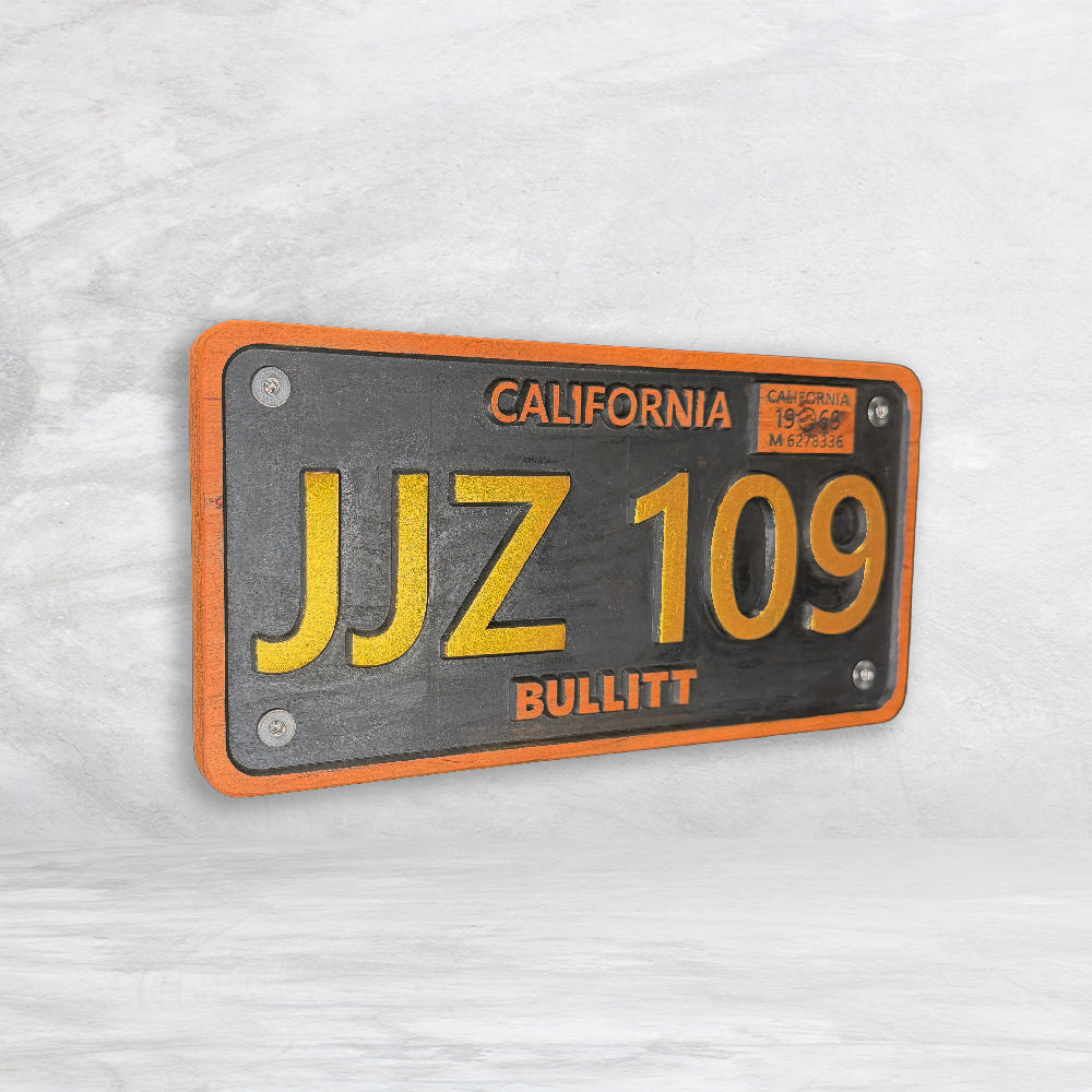 Bullitt Inspired Wood License Plate - JJZ 109