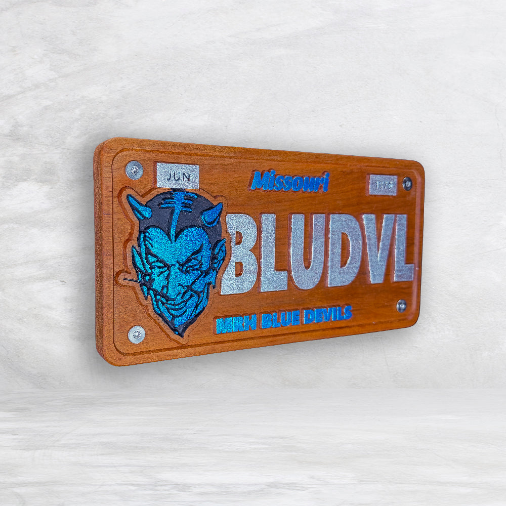 MRH Blue Devils Wood License Plate - BLUDVL