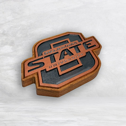 Oklahoma State Plaque - Small - Solid Cherry Decor Art - Precision Carved - Hand Finished - Made in USA