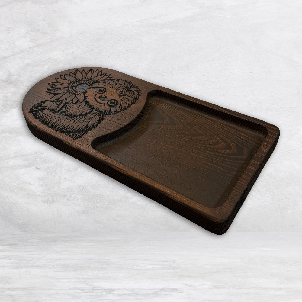 Happy Sloth - Extra Thick Wood Tray - Roasted Ash