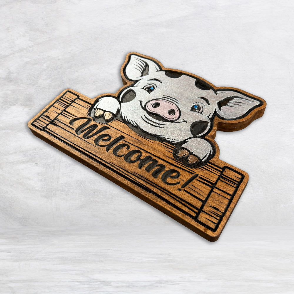 Cute Pig Welcome Sign