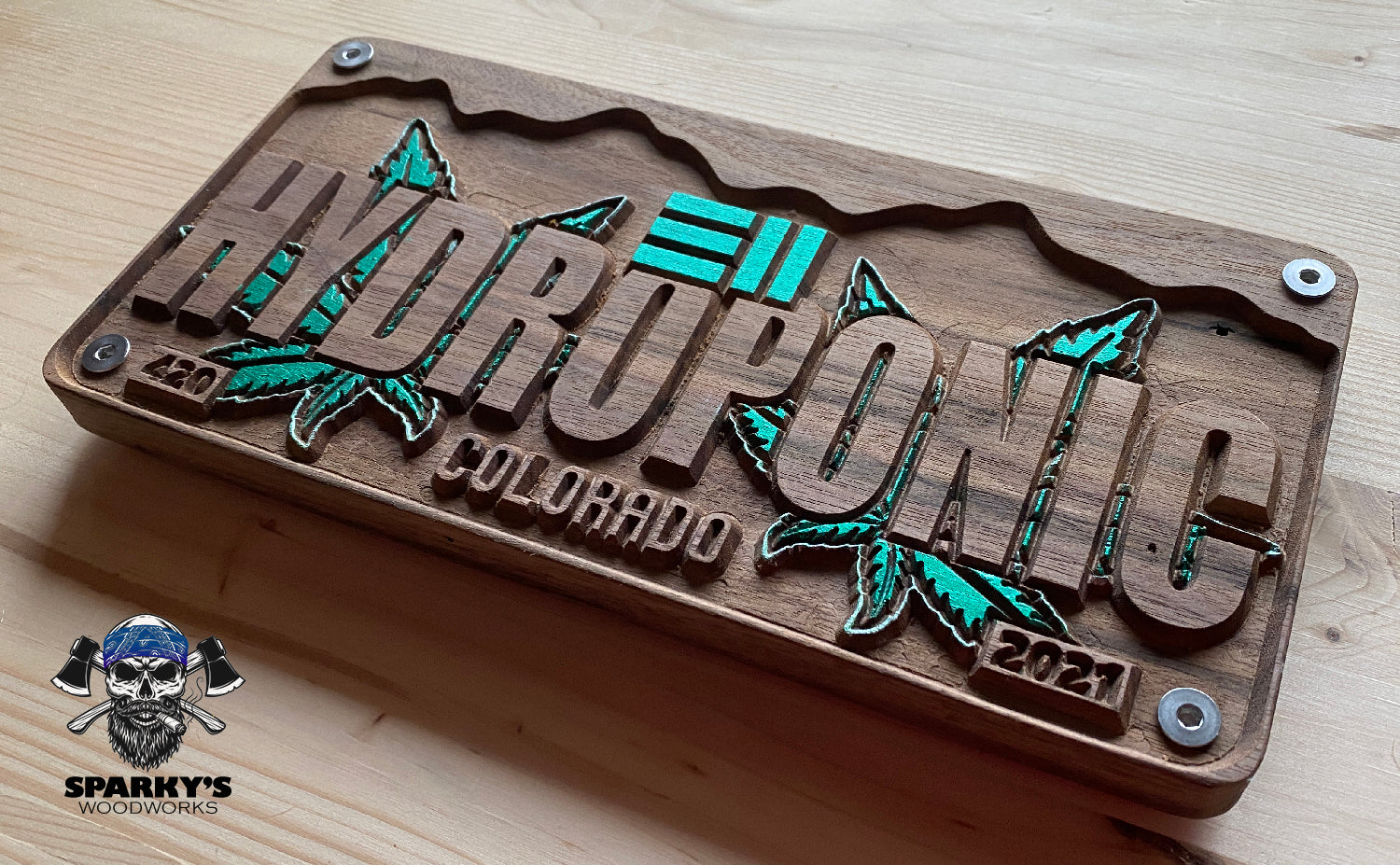 LE 311 Wood License Plate #7 - HYDROPONIC - Ganja Walnut Edition