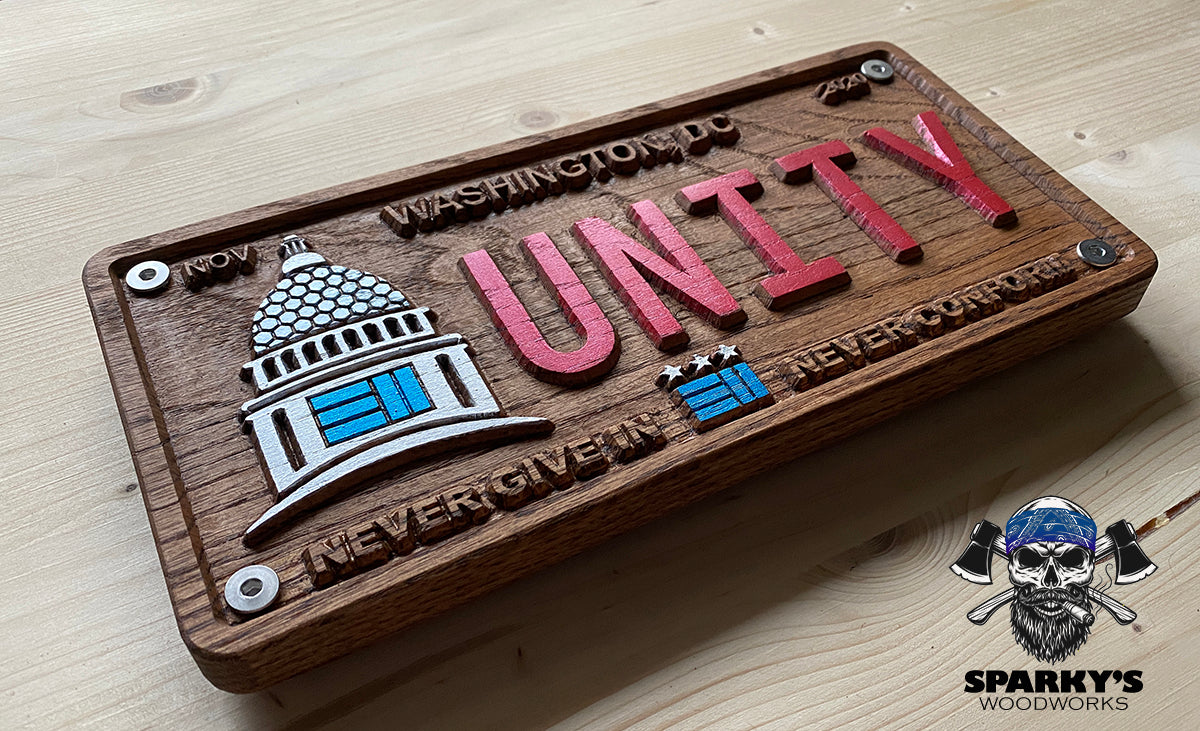 LE 311 Wood License Plate #5 - UNITY