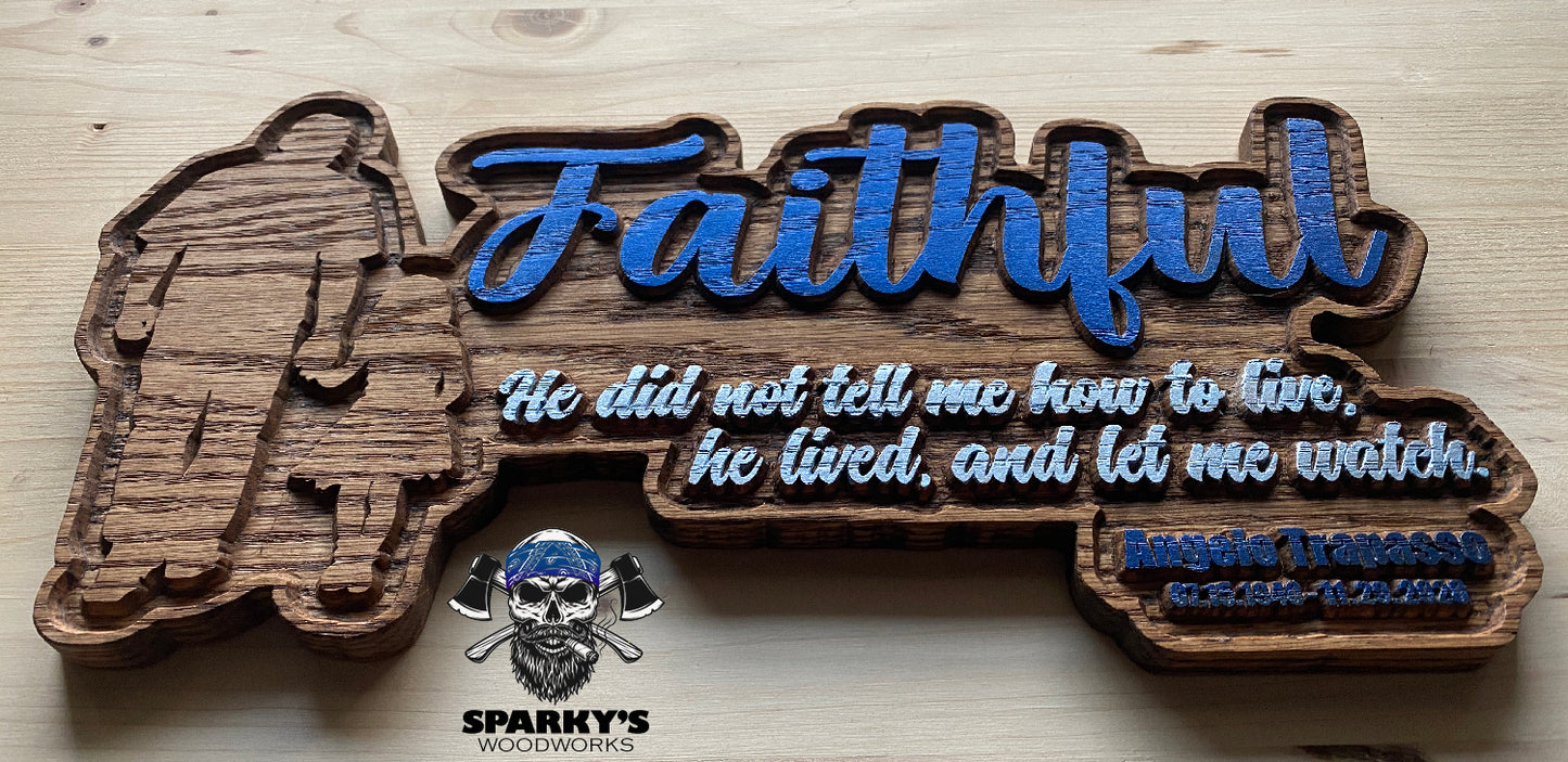 "Faithful Father with Daughter" Memorial Name Sign (PERSONALIZED)