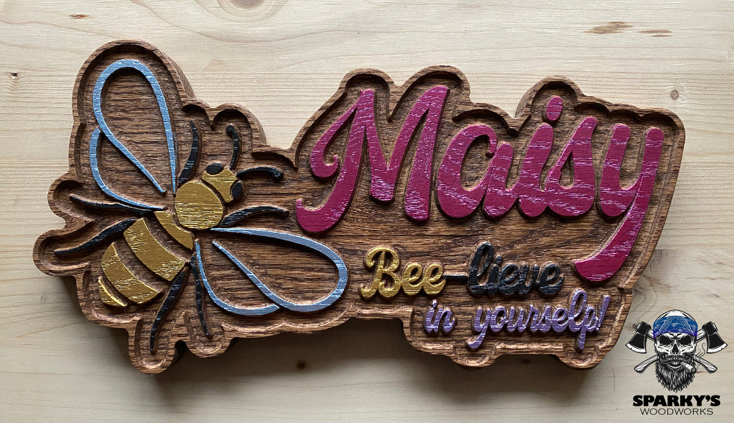 Bumblebee BEE-LIEVE Name Sign (PERSONALIZED)