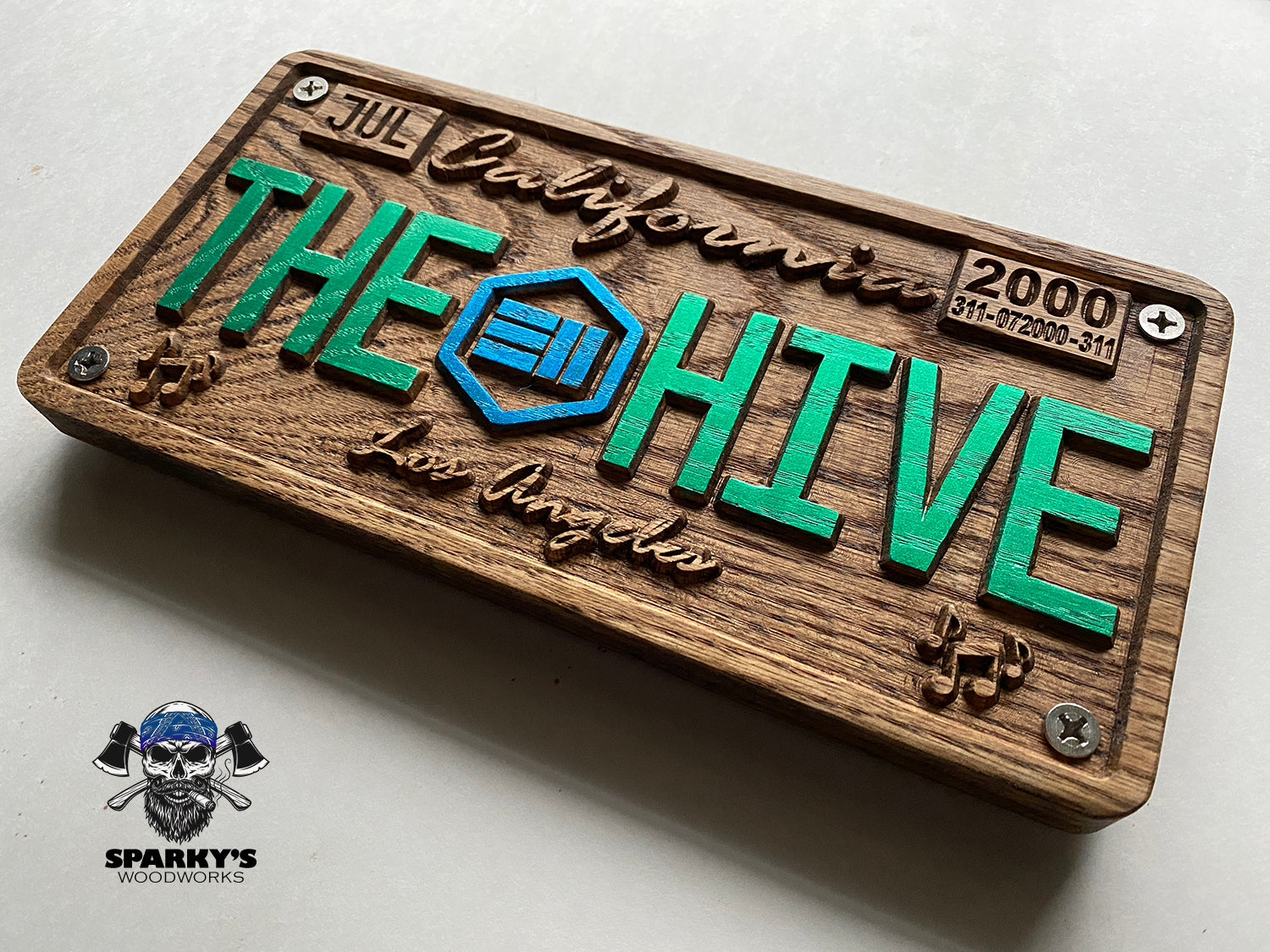 LE 311 Wood License Plate #2 - THE HIVE
