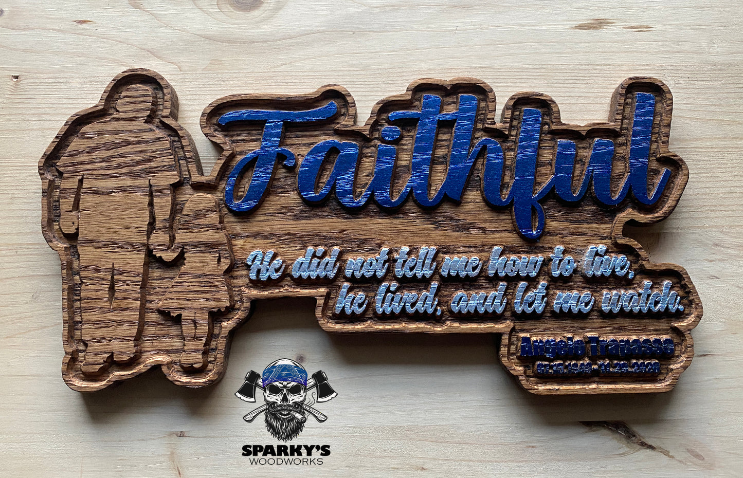 "Faithful Father with Daughter" Memorial Name Sign (PERSONALIZED)