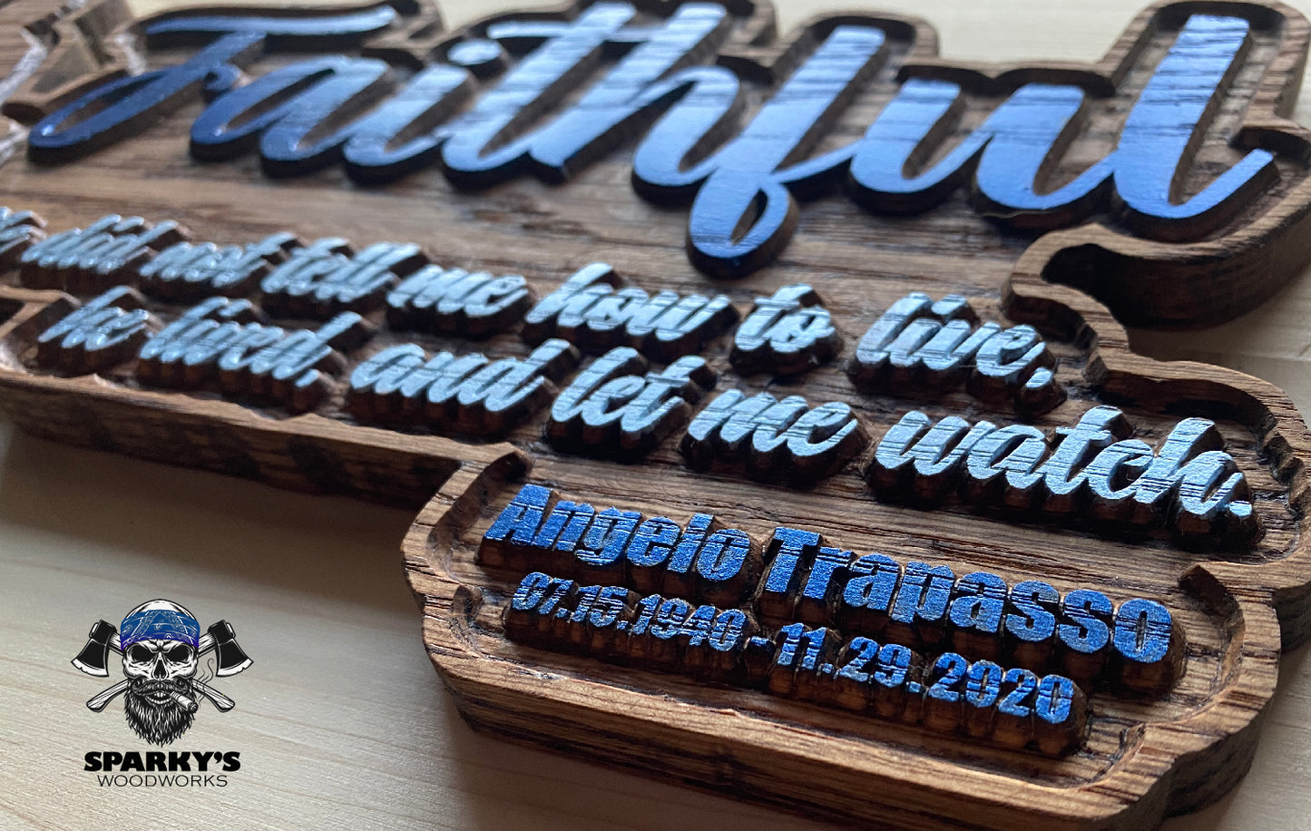 "Faithful Father with Daughter" Memorial Name Sign (PERSONALIZED)