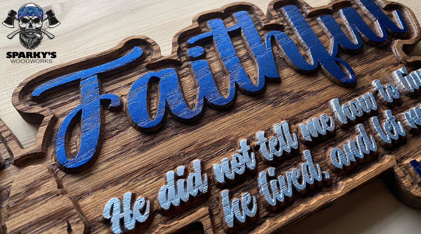 "Faithful Father with Daughter" Memorial Name Sign (PERSONALIZED)