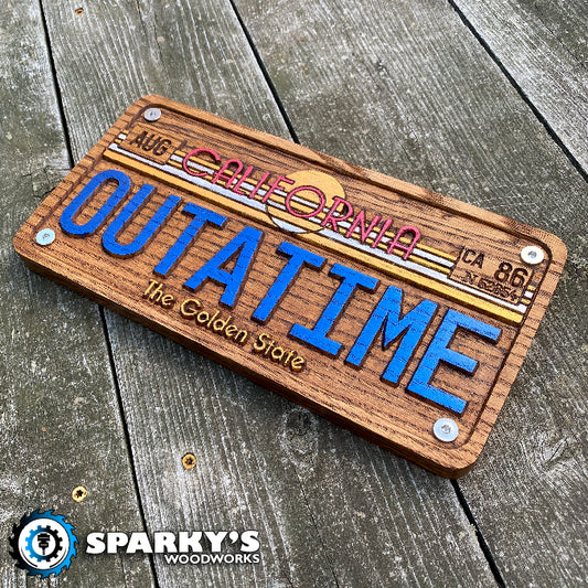 Back to the Future OUTATIME Wood License Plate