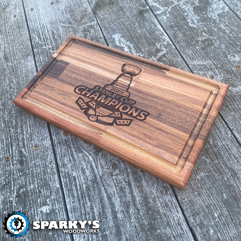 STL Blues Stanley Cup Wood Cutting Board - Prototype