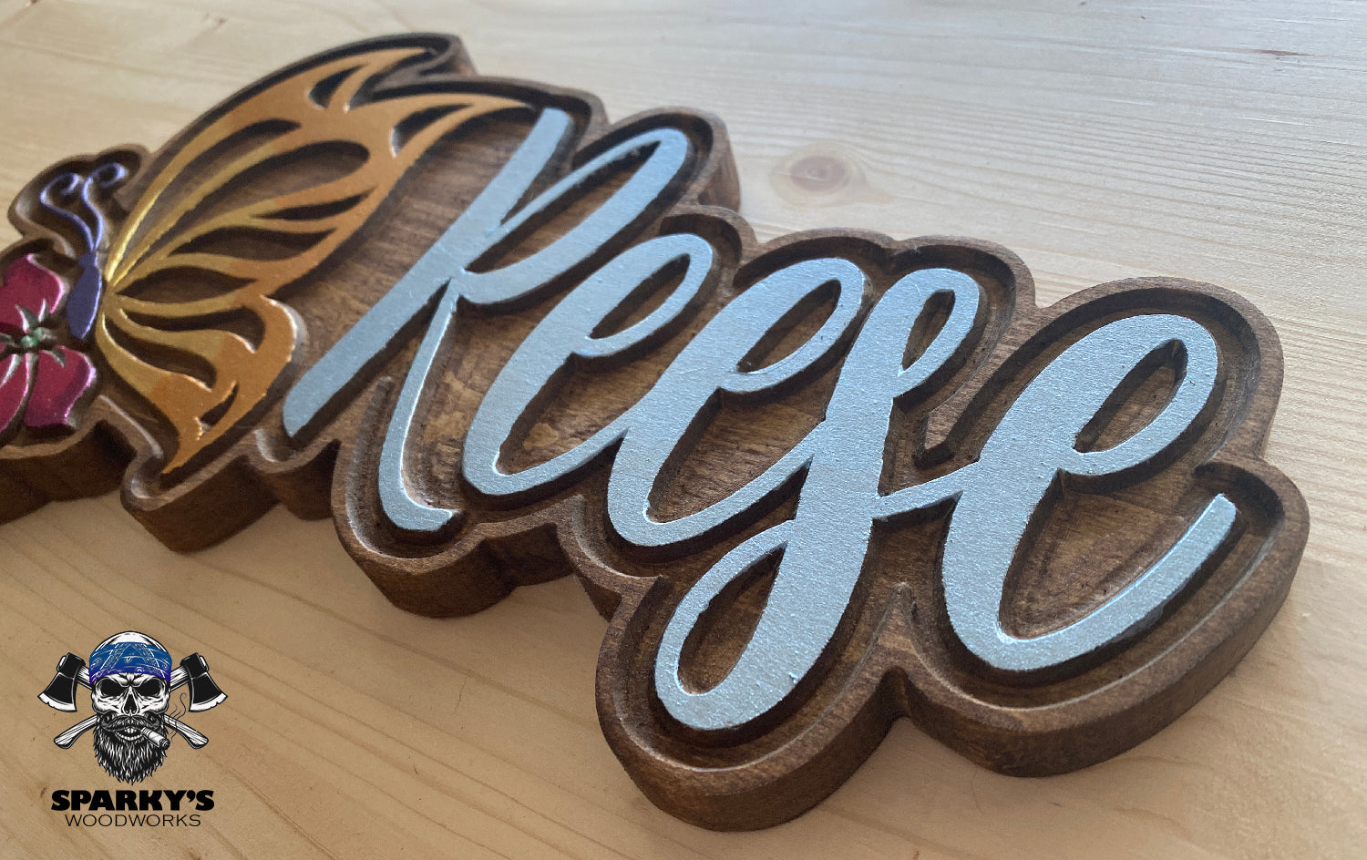 Butterfly Wood Name Sign