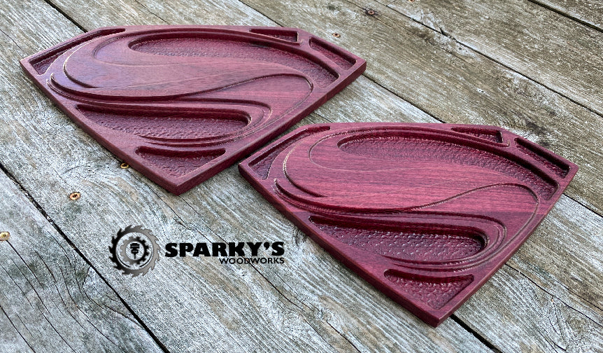 Solid Wood 3D Superman Shield - Purpleheart