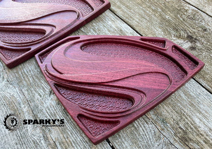 Solid Wood 3D Superman Shield - Purpleheart