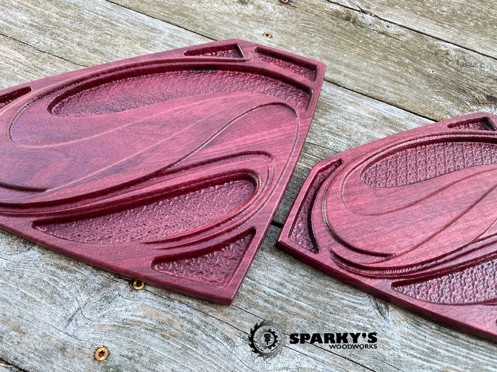 Solid Wood 3D Superman Shield - Purpleheart