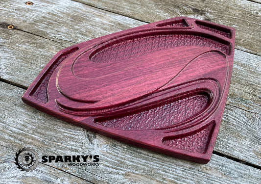 Solid Wood 3D Superman Shield - Purpleheart