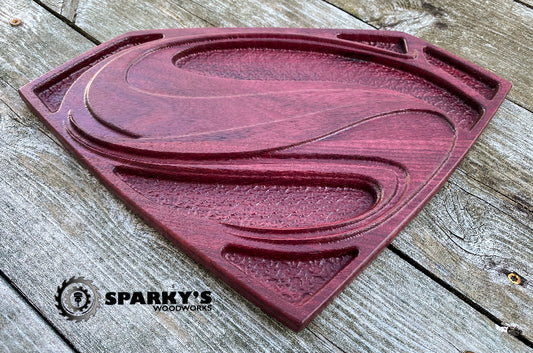 Solid Wood 3D Superman Shield - Purpleheart