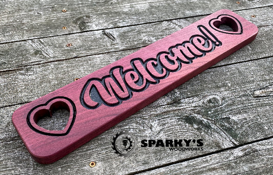 Welcome Hearts Sign - Purpleheart MEDIUM