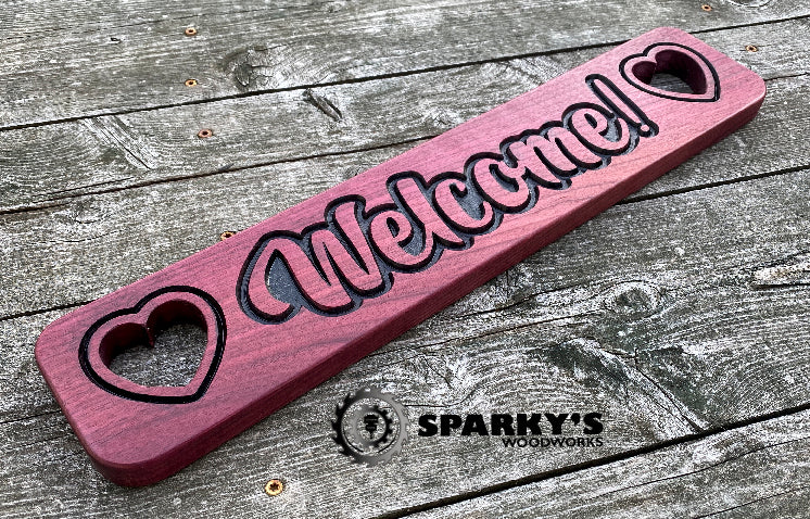 Welcome Hearts Wood Sign - Size Medium