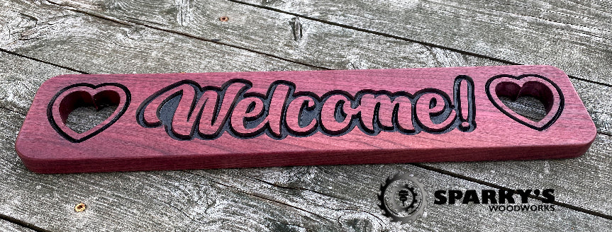 Welcome Hearts Sign - Purpleheart MEDIUM
