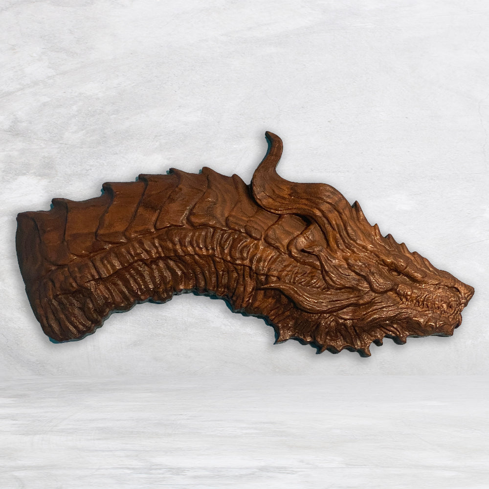 3D Carved Wood Dragon Head