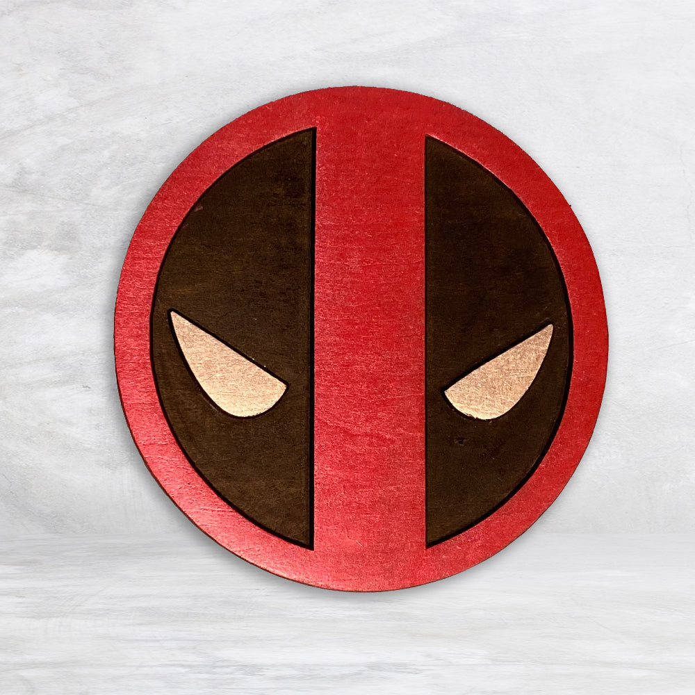 Deadpool Round Wood Sign - Painted