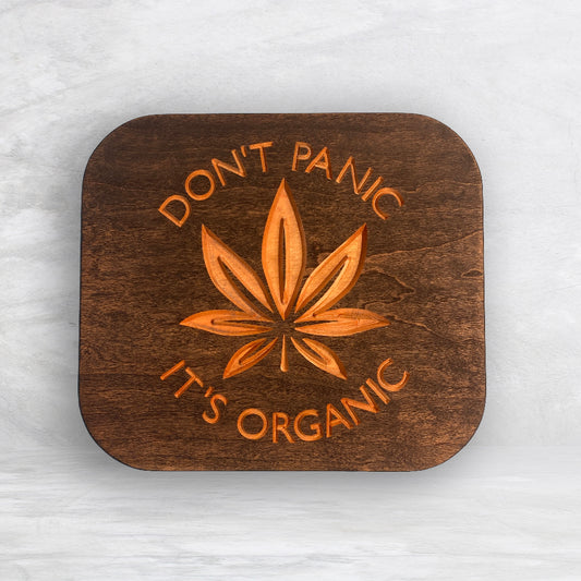 Solid Cherry Wood Box with Lid - Dark Brown - Don't Panic It's Organic - Made in USA