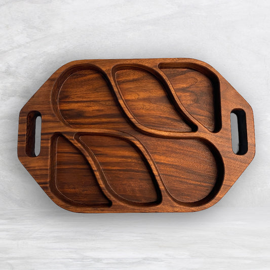 Extra Deep Solid Wood Serving Tray 2 - Precision Carved Solid Premium Walnut Tray - Made in USA