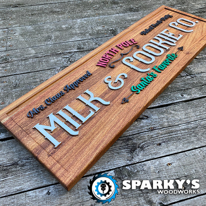 North Pole Milk & Cookie Co. XL Wood Sign