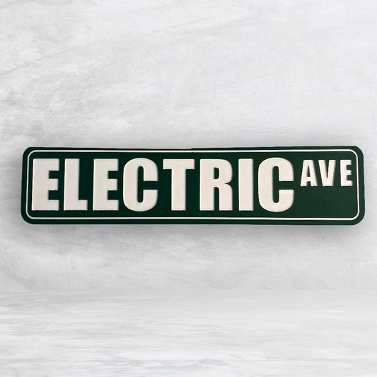 Novelty Street Sign - Electric Ave - Indoor/Outdoor Carved HDPE Sign - Made in USA