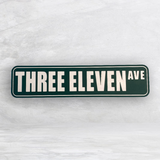 Novelty Street Sign - Three Eleven Ave - Indoor/Outdoor Carved HDPE Sign - Made in USA