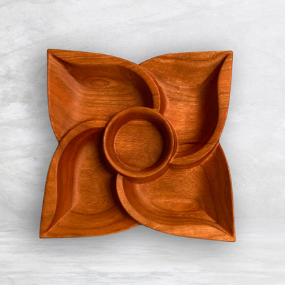 3D Flower Tray 1 - Size Small - Precision Carved Solid Cherry Wood Tray - Made in USA