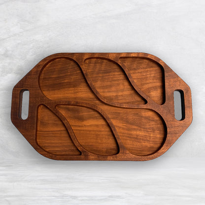 Solid Wood Serving Tray 2 - Precision Carved Solid Premium Walnut Tray - Made in USA