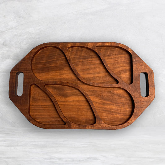 Solid Wood Serving Tray 2 - Precision Carved Solid Premium Walnut Tray - Made in USA