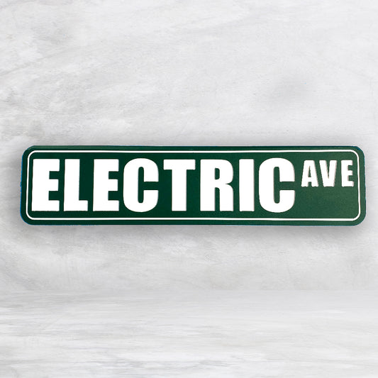 Novelty Street Sign - Electric Ave - Indoor/Outdoor Carved HDPE Sign - Made in USA