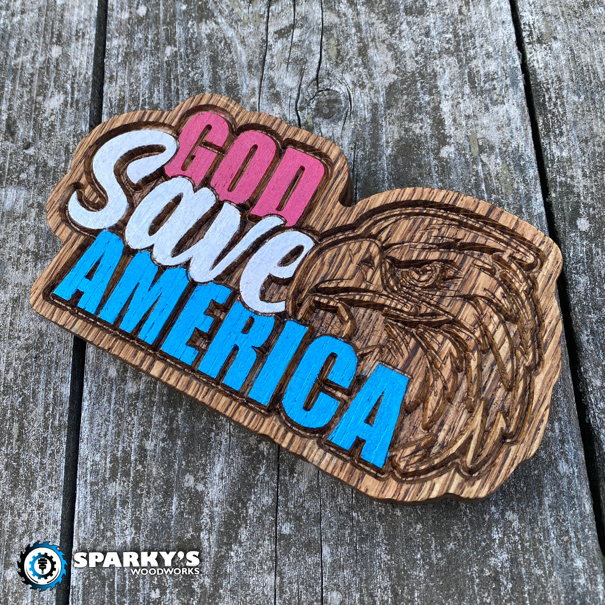 God Save America Wood Sign - Size Small - Painted