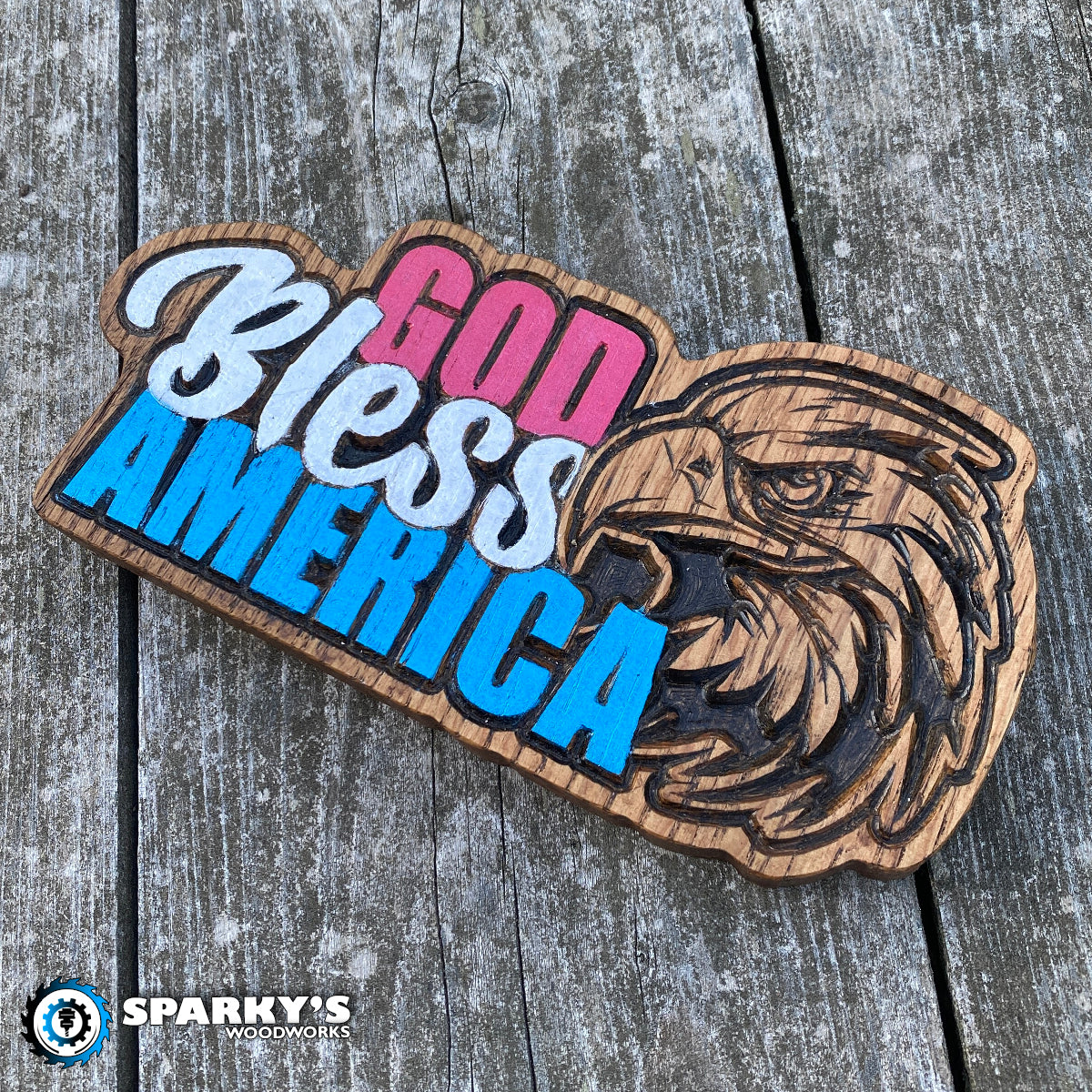 God Bless America Wood Sign - Size Small - Painted