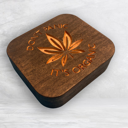 Solid Cherry Wood Box with Lid - Dark Brown - Don't Panic It's Organic - Made in USA