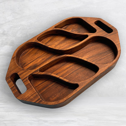 Extra Deep Solid Wood Serving Tray 2 - Precision Carved Solid Premium Walnut Tray - Made in USA
