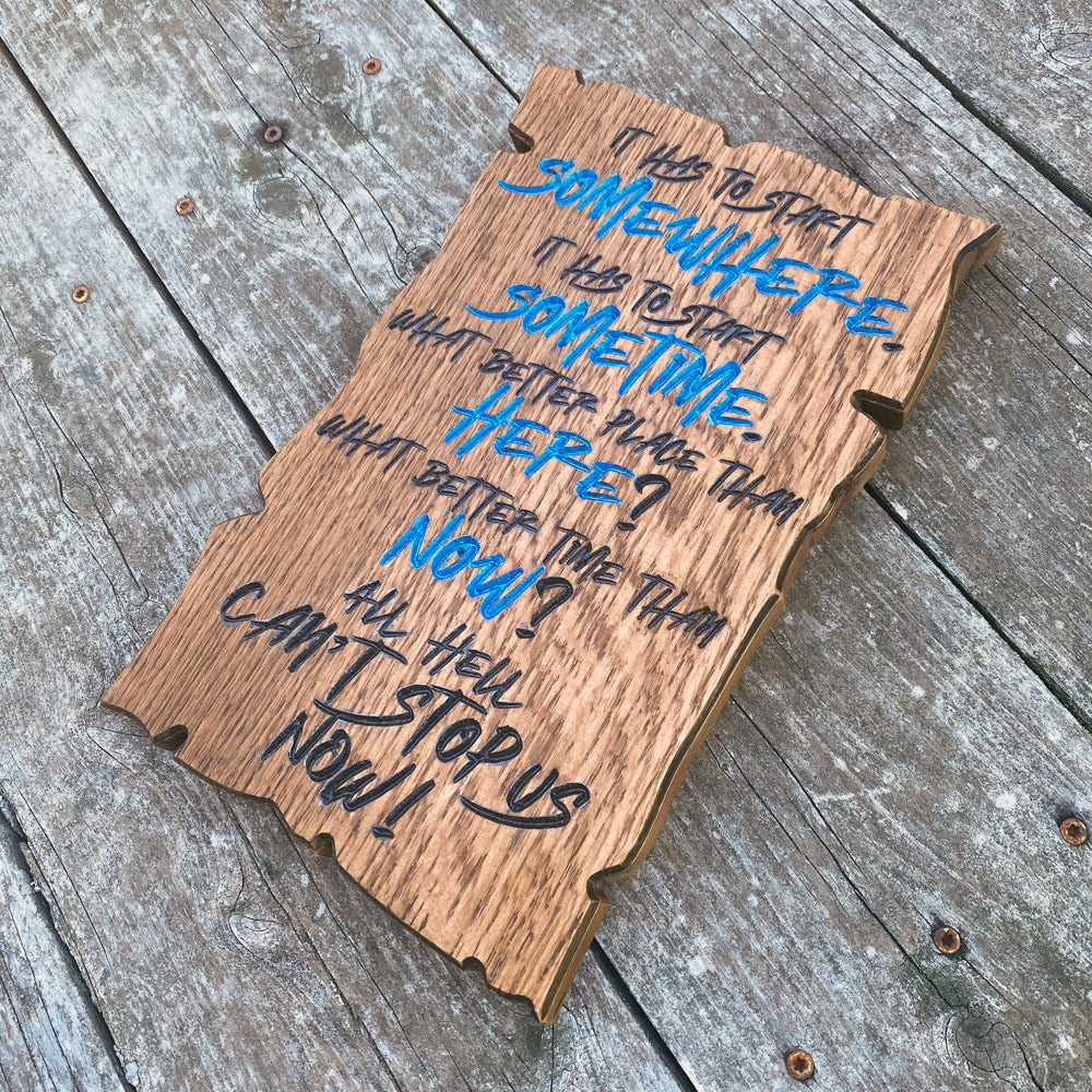 All Hell Can't Stop Us Wood Sign - Blue