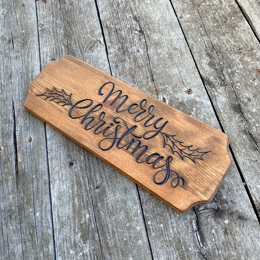 Merry Christmas Pine Wood Sign