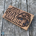 God Save America Wood Sign - Size Small Square - Stain Only
