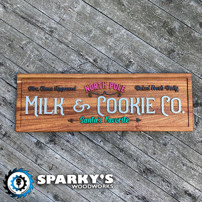 North Pole Milk & Cookie Co. XL Wood Sign