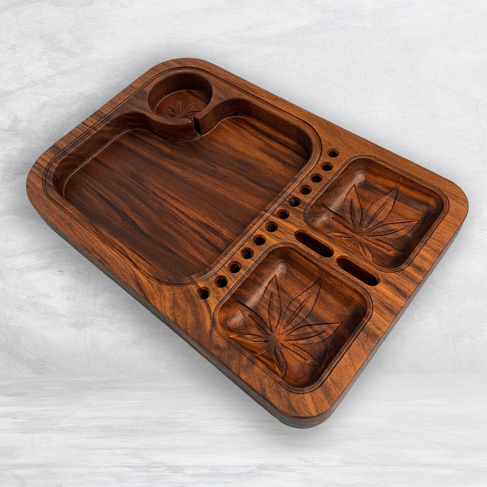 Extra Deep Rolling Tray 1 - Precision Carved Solid Premium Walnut Tray - Made in USA