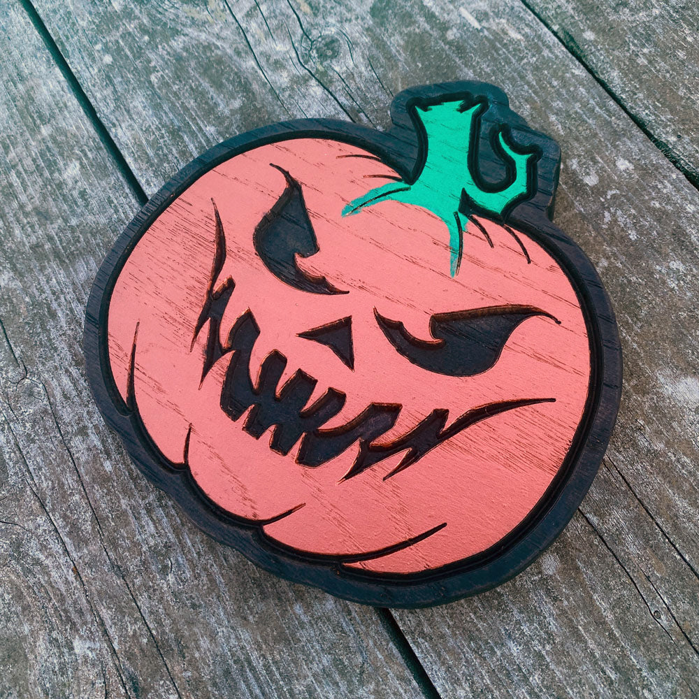 Jack-o-Lantern 1 Wood Decor - Size Medium - Painted
